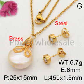 Natural Baroque Freshwater Pearl Sets  F3S003993bbml-L005