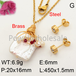 Natural Baroque Freshwater Pearl Sets  F3S004001bbml-L005