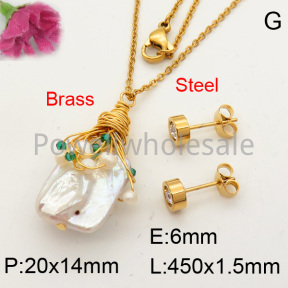 Natural Baroque Freshwater Pearl Sets  F3S004003bbml-L005