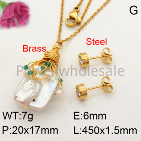 Natural Baroque Freshwater Pearl Sets  F3S004005bbml-L005