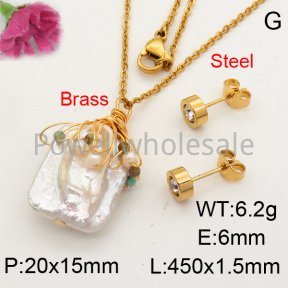 Natural Baroque Freshwater Pearl Sets  F3S004008bbml-L005