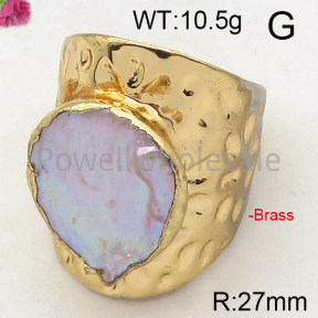 Brass Natural Baroque Freshwater Pearl Ring  F6R300010ahlv-L005