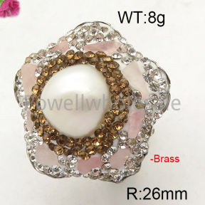 Brass Natural Baroque Freshwater Pearl Ring  F6R400285ahlv-L005