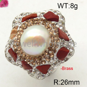 Brass Natural Baroque Freshwater Pearl Ring  F6R400290ahlv-L005