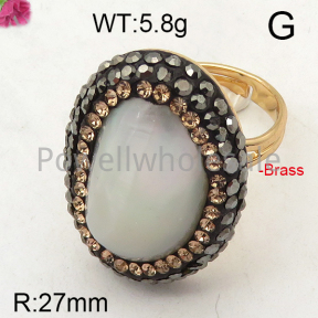 Brass Natural Baroque Freshwater Pearl Ring  F6R400296ahlv-L005