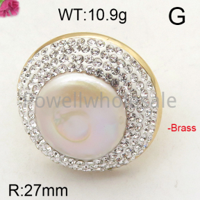 Brass Natural Baroque Freshwater Pearl Ring  F6R400300bhia-L005