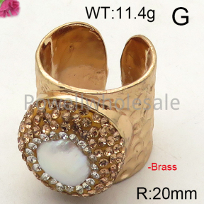 Brass Natural Baroque Freshwater Pearl Ring  F6R400305bhia-L005