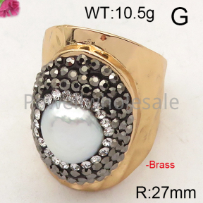 Brass Natural Baroque Freshwater Pearl Ring  F6R400306bhia-L005