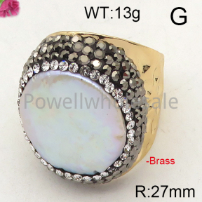 Brass Natural Baroque Freshwater Pearl Ring  F6R400308bhia-L005