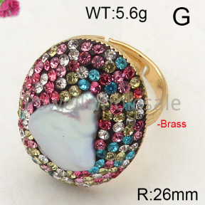 Brass Natural Baroque Freshwater Pearl Ring  F6R400309bhia-L005