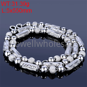 925 Silver Necklace Men Hexagon Cylinder Chain   JN40315hlbm-M112  YJ00120