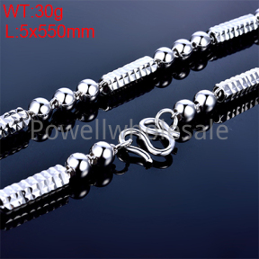 925 Silver Necklace Men 5.0 Hexagonal Diamond Straight Cylinder Chain   JN40316hjnj-M112  YJ00121