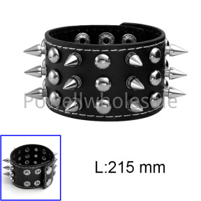 PU three-row short nail and round nail bracelet  JUS807BR01801bbov