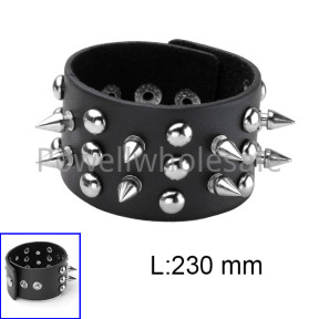 PU rivet wide leather wrist band  JUS807BR0701bhva