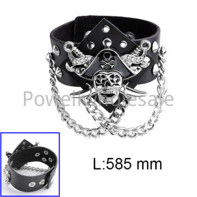PU pirate wide leather wristband  JUS807BR0801bhva