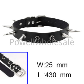 Long spiked PU leather collar Choker  POBRNC208bbmi