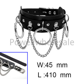 O-ring chain PU leather collar Choker  POBRNC212vhhl