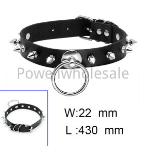 O-ring chain PU leather collar Choker  POBRNC213bbmj