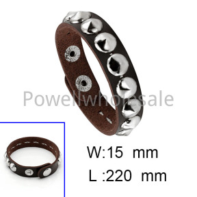 flat rivet snap button PU bracelet  POBRSL0102aahi