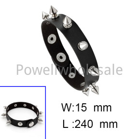 Short rivet snap PU bracelet  POBRSL0201vaia