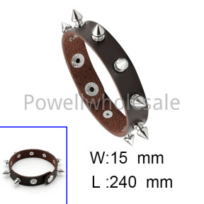 Short rivet snap PU bracelet  POBRSL0202vaia