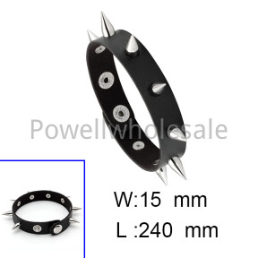 Long spiked snap PU bracelet  POBRSL0301vaia