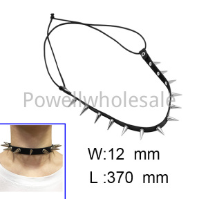 3 in 1 Spikes in a row elastic collar choker  POBRSL1601baka